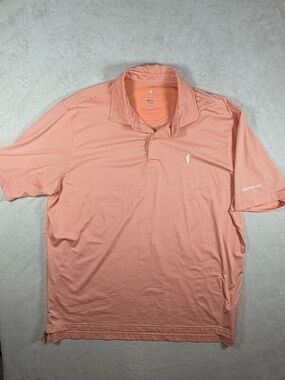 Fairway & Greene Spanish Bay Size XL Men's Striped Performance Polo - Peach